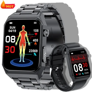 1,91 HD смарт-часы для мужчин, ЭКГ, PPG, кровяное давление, Температура тела, монитор уровня глюкозы в крови, смарт-часы, Водонепроницаемый фитнес-трекер