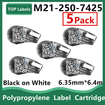 1 ~ 5PK Сменная этикетка M21-250-7425 с термостойкими знаками для лаборатории, отслеживания активов, Маркировки Datacom, Черное на белом