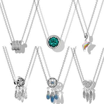 100% Настоящее серебро 925 пробы, синий Ловец Снов, оригинальный браслет pandora для женщин, модный ювелирный подарок на День рождения