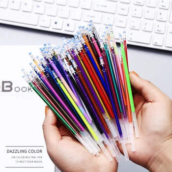 100 шт./пакет 0,7 мм Набор Многоцветных гелевых ручек для заправки Сменных Красочных флешек с блестками для заправки ручек для письма Граффити 