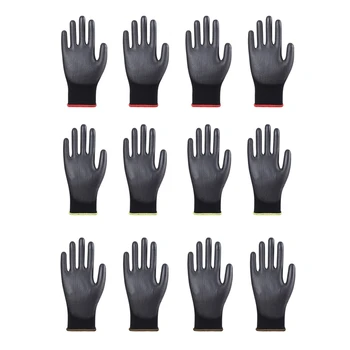 12 пар Дышащих пыленепроницаемых перчаток из искусственной кожи С покрытием для механических работ