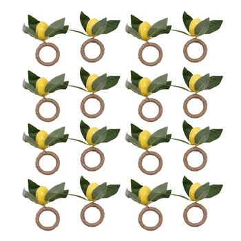 16 Шт. Имитационное кольцо для салфеток с лимонным растением, Пряжка для фруктовой еды, Модель отеля, кольцо для салфеток в номере