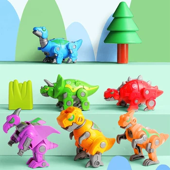 1шт 6 В 1 Динозавр Трансформированные игрушки Динозавр Робот Деформация Милый Механический динозавр