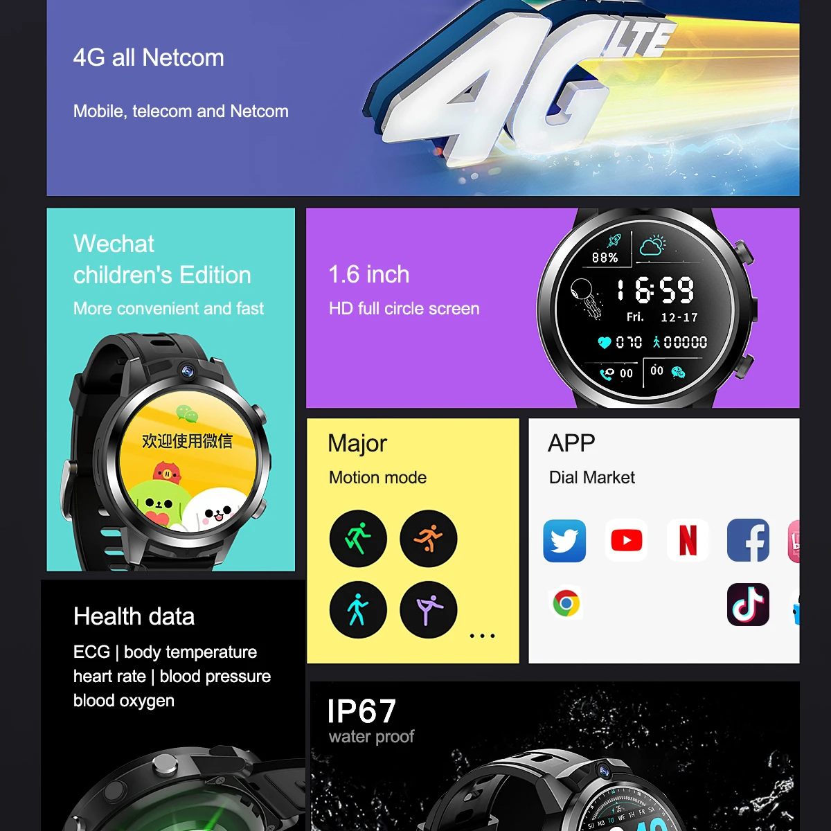 2022 Новые 1,6-Дюймовые Мужские смарт-часы с 4G Звонком, Двойная камера, NFC, GPS, WiFi, Видеочат, Частота сердечных сокращений, Температура тела, Детские Умные часы SOS - 1