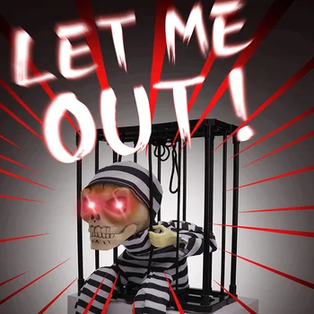 2022 Украшение на Хэллоуин Страшный Говорящий Заключенный Электрический Череп Ужасов С мигающим светом Звуковая кукла С привидениями Реквизит для вечеринки Ужасов