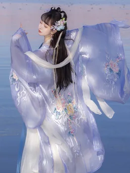 2023 Весна/Лето, Новая рубашка Hanfu с большим рукавом, Юбка длиной до груди, китайское традиционное платье с вышивкой Феи, Выступление