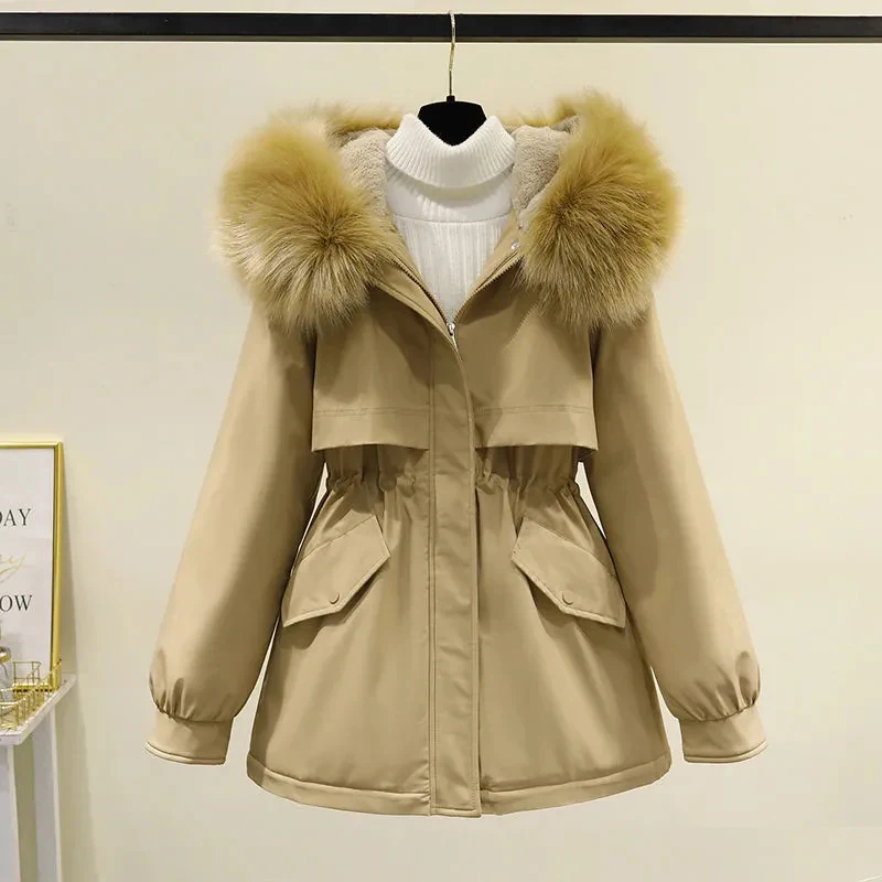 2023 Женская пуховая куртка с хлопковой подкладкой средней длины, Новый стиль, Зимняя куртка с капюшоном, пальто, Свободная пуховая парка, Зимняя куртка Для женщин - 1