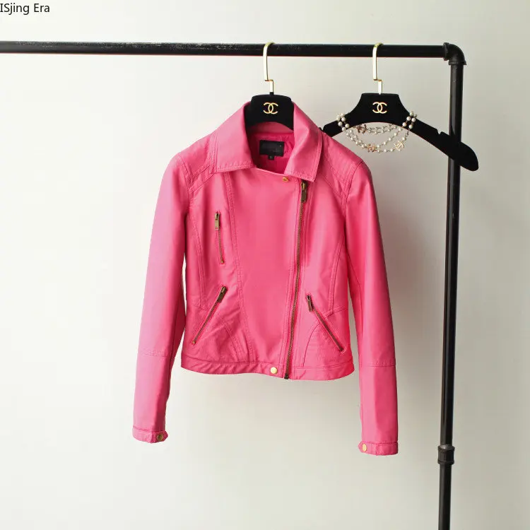 2023 Кожаная Женская короткая куртка-поло из искусственной кожи с воротником-поло, Модная Маленькая Кожаная Мотоциклетная Кожаная куртка Q14 - 5
