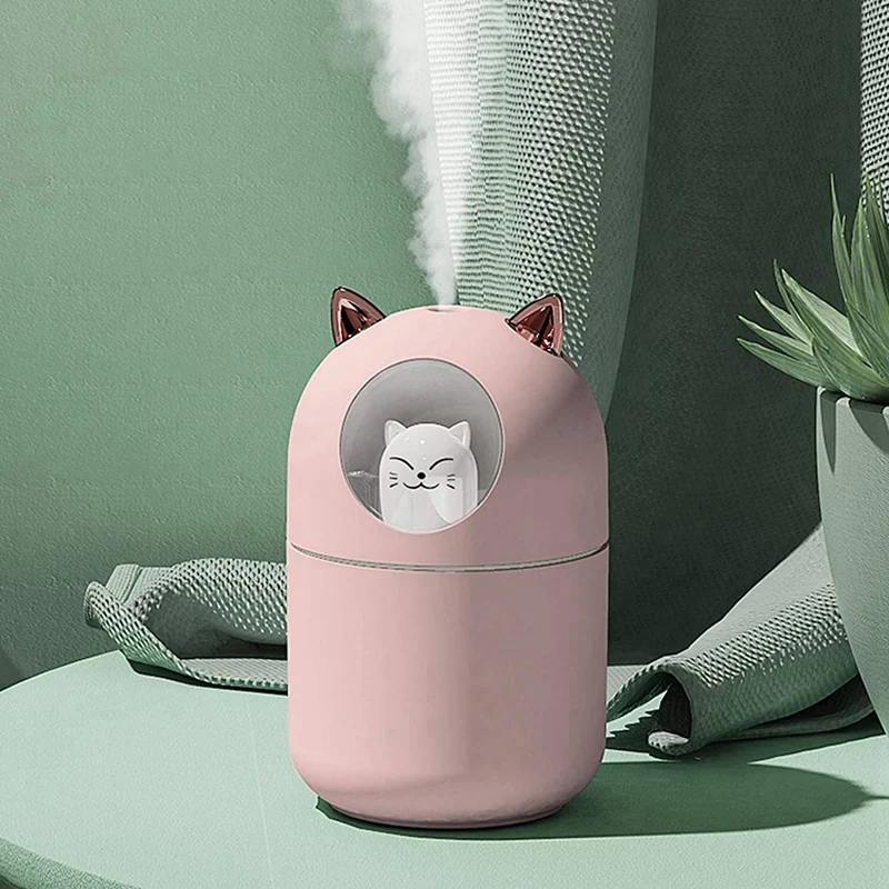 2X Увлажнитель воздуха Cute Cat Cool Mist Для Дома, Кошачий Ночник, Необходимый Чистый Воздух Для Детской Комнаты, Легкая очистка Розовый - 2