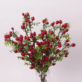 5 шт., имитация ветвей мини-граната, искусственные растения, ягоды для украшения дома, реквизит для фотосъемки на Рождество