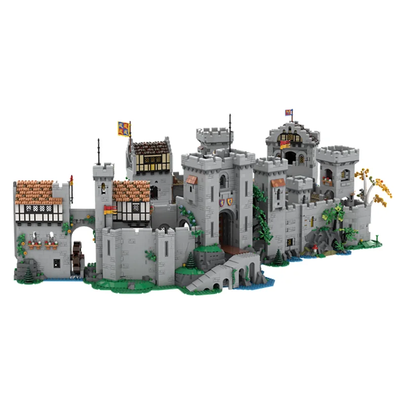 5300 шт. + MOC Рыцарский замок-Модульное расширение, вид на улицу, строительные блоки, Классические архитектурные игрушки, кирпич, детский подарок - 5