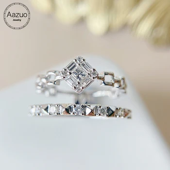 Aazuo INS Стиль 18 К Оригинальное Белое Золото С Настоящими Бриллиантами, Модные Цепочки с Замками, Кольцо для Женщин, Обручальное кольцо, Лидер продаж