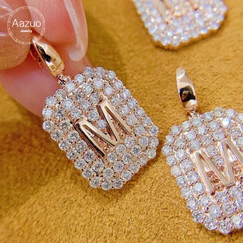 Aazuo, женское ожерелье из цельного розового золота 18 Карат, сертифицированное для помолвки, с настоящими бриллиантами 0.80карат, модный дизайн с буквенным щитом