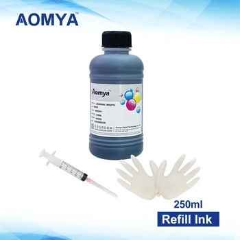 Aomya Black Refill Dye Ink kit 250 мл Универсальных Объемных чернил для Принтеров HP Canon Epson Brother, Многоразовых Чернильных Картриджей, СНПЧ