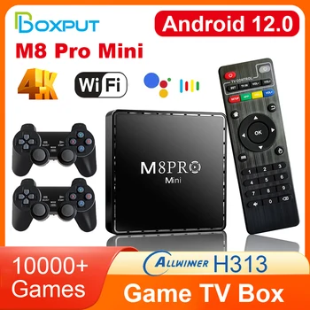 BOXPUT M8 Pro Mini Game Box 4K HD 10000 Ретро Игры H313 TV Box Android 12 WiFi Игровая Консоль с Двойной Системой TV Media Player