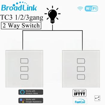 Broadlink TC2/TC2S/TC3 WiFi Великобритания ЕС США Выключатель света Настенная Сенсорная Панель 1/2/3 Банды RM PRO IR + RF Пульт Дистанционного Управления для Alexa Google Home
