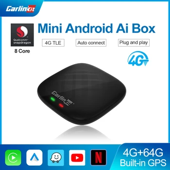 CarlinKit CarPlay Ai Box Mini Android Box 4 + 64G Беспроводной Android Автоматический Ключ 4GLTE Smart Android TV Ai Box для OEM автомобилей Play Cars