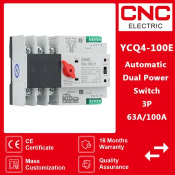 CNC YCQ4-100E/3P 63A/100A Двойной Мощность Автоматический Переключатель Передачи AC 220 В 8kA Din-Рейка ATS Переключатели Бесперебойного Питания