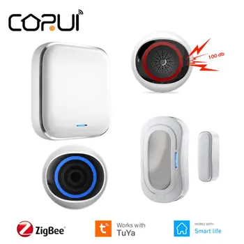 CORUI Tuya WIFI Zigbee Smart Micro-датчик движения/Температуры/Воды/Двери/PIR Звуковая световая сигнализация Работает с ZigBee Gateway