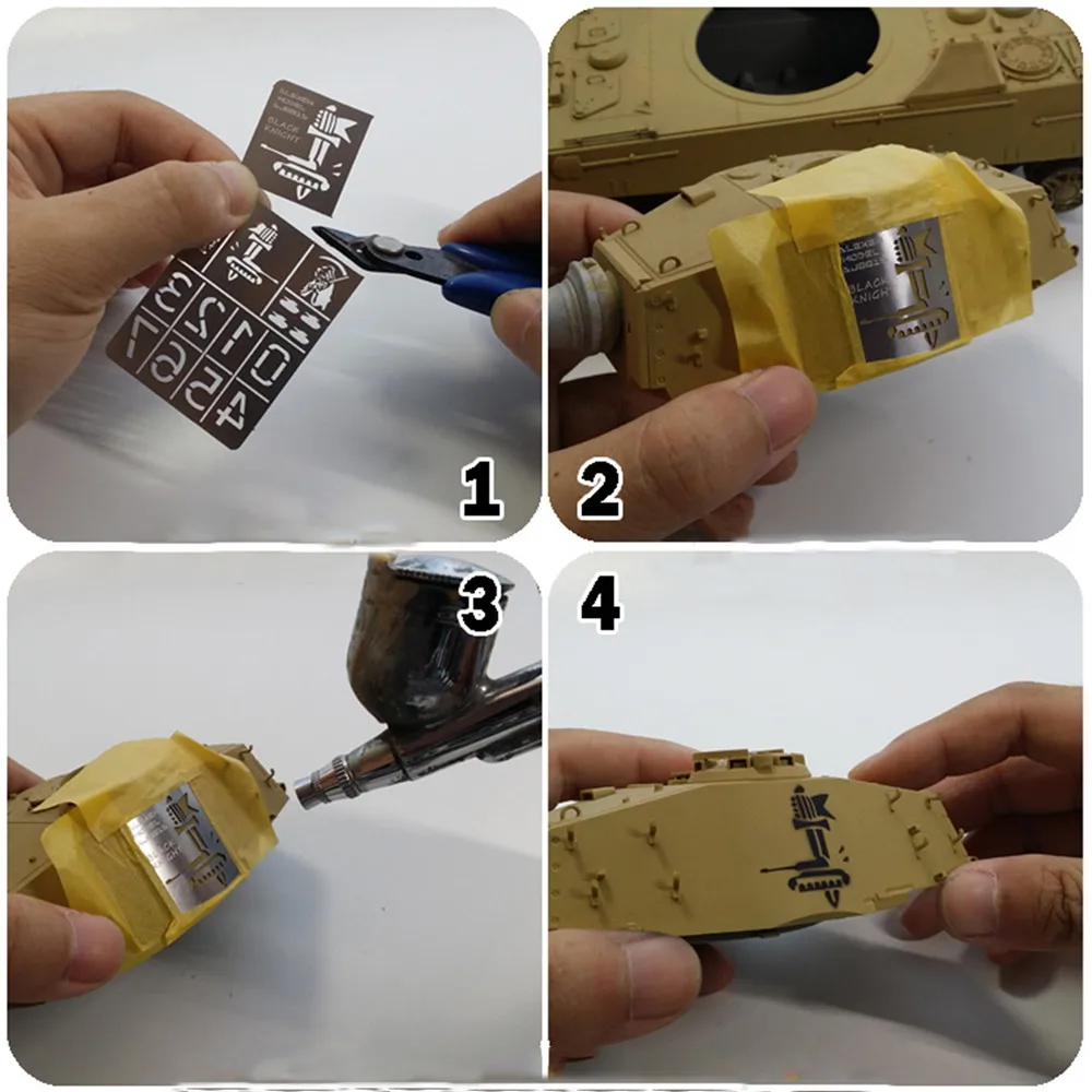 DIY Металлический Немецкий Fraktur Комбинированный Трафарет с буквенным номером для распыления утечки для инструмента обновления модели военного автомобиля - 4