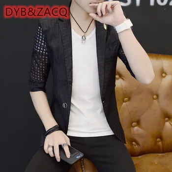 DYB & ZACQ, Новый Летний Облегающий костюм со средним рукавом, Мужская Корейская версия Повседневного тонкого пальто Single West, Мужской костюм 3XL