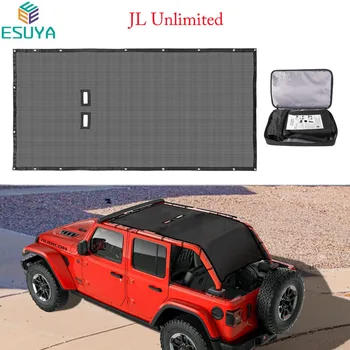ESUYA для Jeep Wrangler JLU 4-дверный верхний Солнцезащитный козырек JL Sunshade (2018-Текущий) Спереди + Сзади + багажник и сетчатая крышка экрана УФ-блок