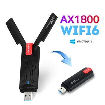 FENVI WiFi 6 USB 3,0 1800 Мбит/с, Двухдиапазонная Беспроводная Сетевая карта 2,4 ГГц/5 ГГц, WiFi Адаптер, Антенна с Высоким Коэффициентом усиления, Бесплатный драйвер Для Ноутбука