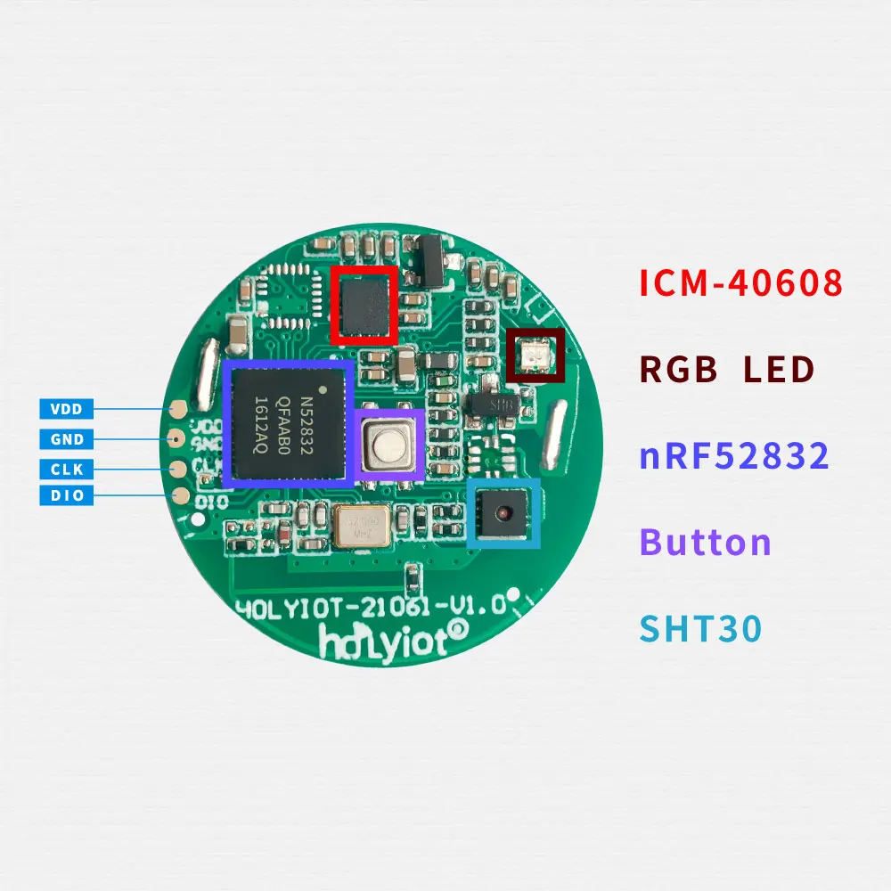 Holyiot nRF52832 Ble Датчик Движения Акселерометр ICM40608 Гироскоп Датчик Температуры Влажности Bluetooth 5,0 Модуль с низким Энергопотреблением - 1