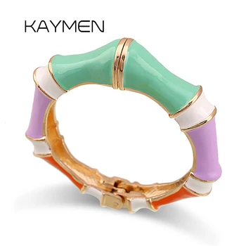 KAYMEN Новый Красочный Бамбуковый Многоцветный модный браслет-манжета для женщин, позолоченный браслет для вечеринки, ювелирные изделия