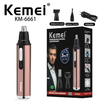KEMEI Electric Nose Hair Многофункциональное Перезаряжаемое средство для чистки волос в носу 3 В 1 Не Повреждает кожу, Не Повреждает волосы KM-6661