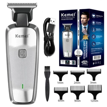Kemei USB-Триммер, Бритва, Мужская Профессиональная Машинка для стрижки волос, Косилка, Беспроводная парикмахерская машинка для стрижки KM-5089