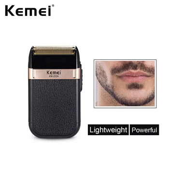 Kmei Абсолютно новая оригинальная электробритва для мужчин, Двухлопастная водонепроницаемая аккумуляторная бритва с возвратно-поступательным движением, USB-зарядка, парикмахерский триммер