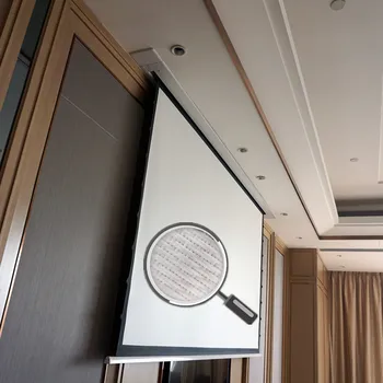 KTSHBCA 16:9 SoundMAX Deluxe Встраиваемый в Потолок Электрический Натяжной Проекционный Экран С 4K Белой Тканевой Акустически Прозрачной поверхностью