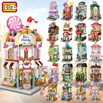 LOZ Blocks Милый Мини-Уличный магазин Детских развивающих игрушек, Маленький Магазинчик Brinquedos, Модель, Строительные кирпичи, подарки для девочек 1621-1652