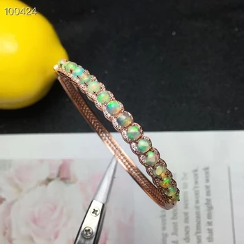 MeiBaPJ Простой браслет с натуральным опалом из Стерлингового серебра 925 пробы, браслет с разноцветным камнем для женщин, изысканные свадебные украшения