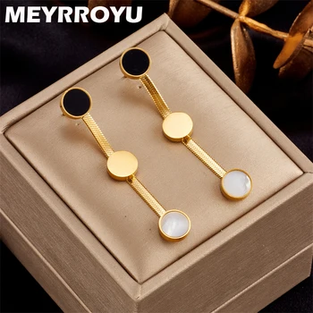 MEYRROYU, Нержавеющая Сталь 316L, золотые Круглые висячие серьги с кисточками Для женщин, Винтажные серьги, модные ювелирные изделия