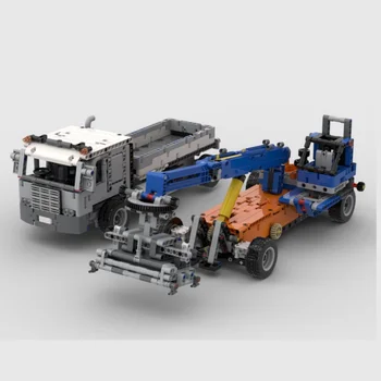 MOC-92590 Контейнерный погрузчик и грузовик Строительный блок Модель Сращенная Игрушка Головоломка Детский подарок