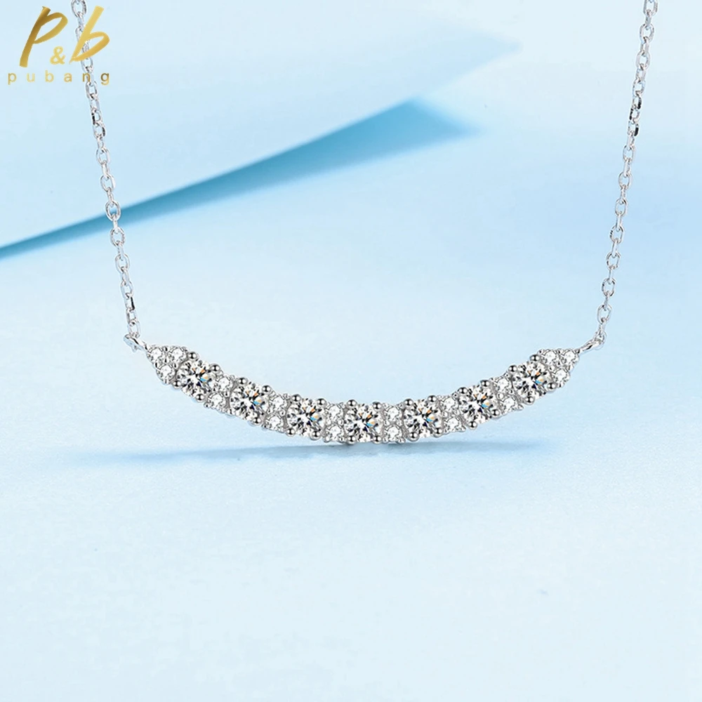 PuBang Изысканные ювелирные изделия 100% Стерлингового серебра 925 пробы GRA Moissanite Бриллиантовое Коктейльное ожерелье с подвеской для женщин Подарок для вечеринки Бесплатная доставка - 0