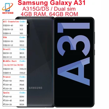 Samsung Galaxy A31 A315G/DS Глобальная версия с двумя SIM-картами 6,4 