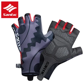 Santic Мужские Велосипедные Короткие Перчатки Велосипедные Перчатки На половину пальца MTB Перчатки Прохладные Дышащие Солнцезащитные Летние Азиатские Размеры