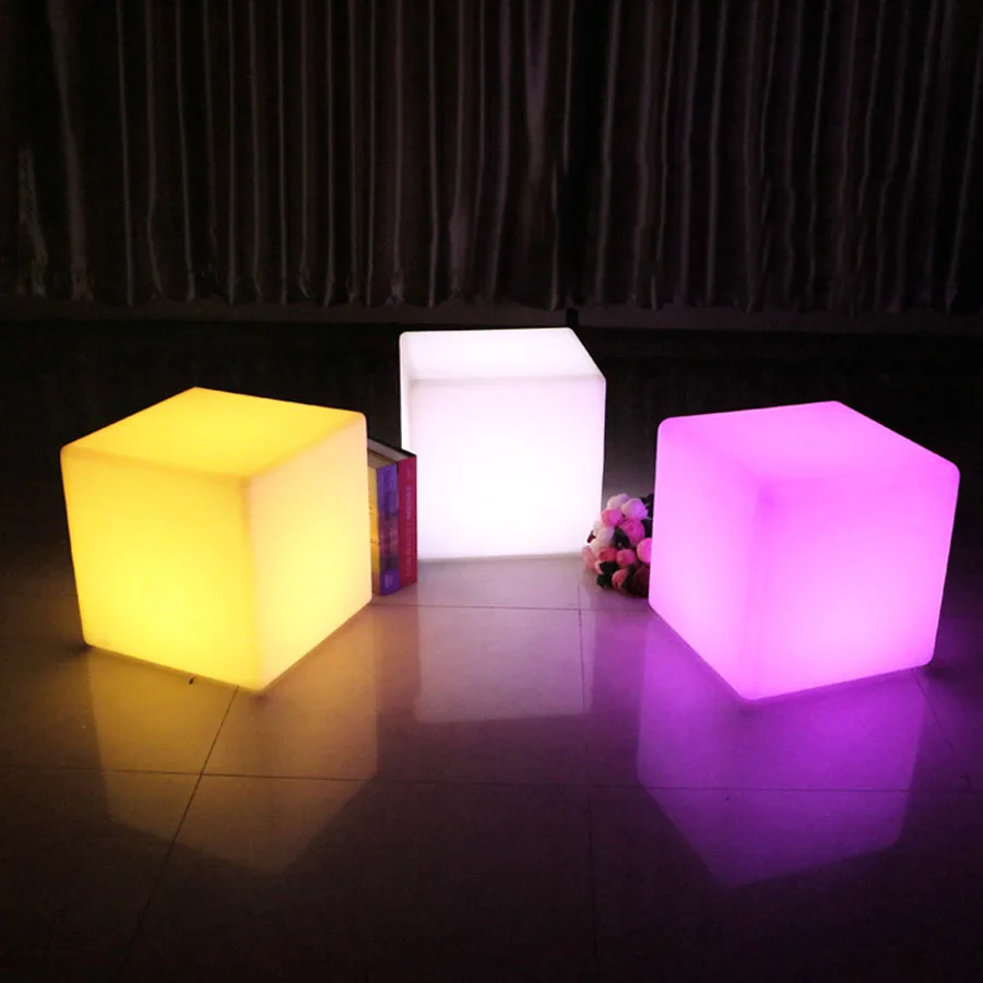 Thrisdar 12-дюймовый RGB светодиодный светильник Cube Seat Chair Водонепроницаемый IP65 Перезаряжаемый светодиодный кубический стул для бара, ночного клуба, домашнего декора - 2