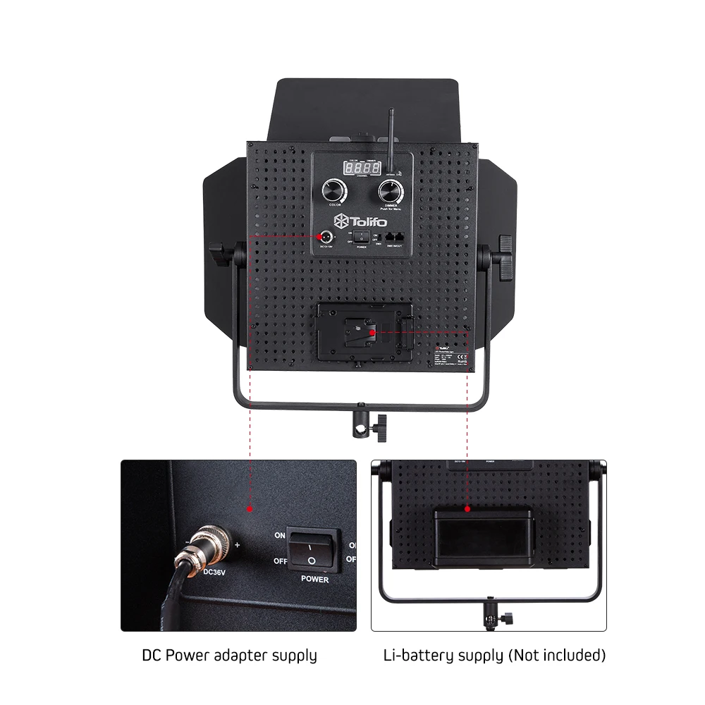 Tolifo 100 Вт Студийная осветительная панель Беспроводное управление Высокомощный двухцветный светодиодный видеосигнал с V-образным креплением с DMX - 3