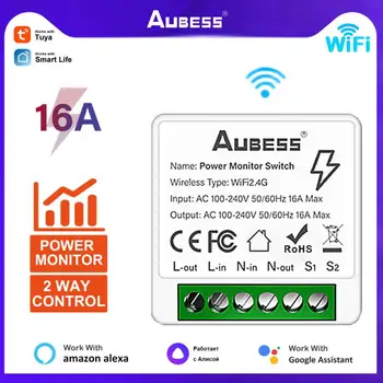 Tuya Smart Life Wifi 16A Мини Умный переключатель Поддержка мониторинга питания 2-полосное Управление Умный Дом С Alexa Google Home Яндекс Алиса