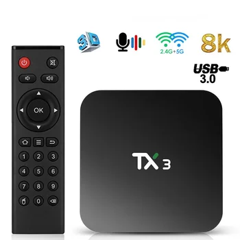 TX3 Android TV BOX S905X3 2 ГБ 4 ГБ ОЗУ 16 ГБ 32 ГБ 64 ГБ ПЗУ 3D USB3.0 2,4 G Wifi 4K HD Медиаплеер телеприставка
