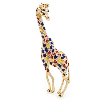 Wuli & baby, большие разноцветные эмалевые броши с жирафом Для женщин, Унисекс, 2-цветная брошь с красивым Оленем, ювелирные изделия, подарки