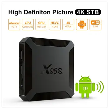 X96Q Android 10,0 Smart TV BOX 2 ГБ 16 ГБ Allwinner H313 Четырехъядерный 2,4 G WIFI 4K VS X96 Мини-телеприставка 1 ГБ 8 ГБ Верхняя Коробка