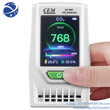 Yun Yi CEM DT-967 Настольный Детектор углекислого газа CO2 для помещений Точное Тестирование Качества воздуха на Загрязнение с помощью регистратора данных Matter