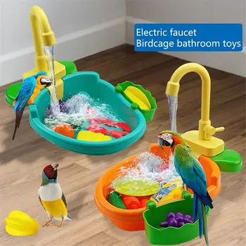 Автоматическая ванна для птиц с краном, домашние попугаи, фонтаны с попугайчиками, Спа-бассейн, душ, Многофункциональные инструменты для чистки игрушек