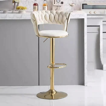 Бархатный барный стул в скандинавском стиле, Белый подъемник, золотые ножки, обеденный стул, Роскошный Металлический Итальянский Офисный Sillas Para Bar, мебель для помещений