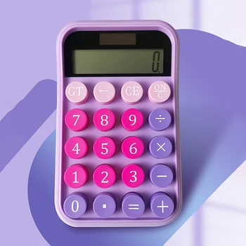 Бесшумный калькулятор мультяшного карамельного цвета с механической клавиатурой, настольный обучающий калькулятор финансов и бухгалтерского учета